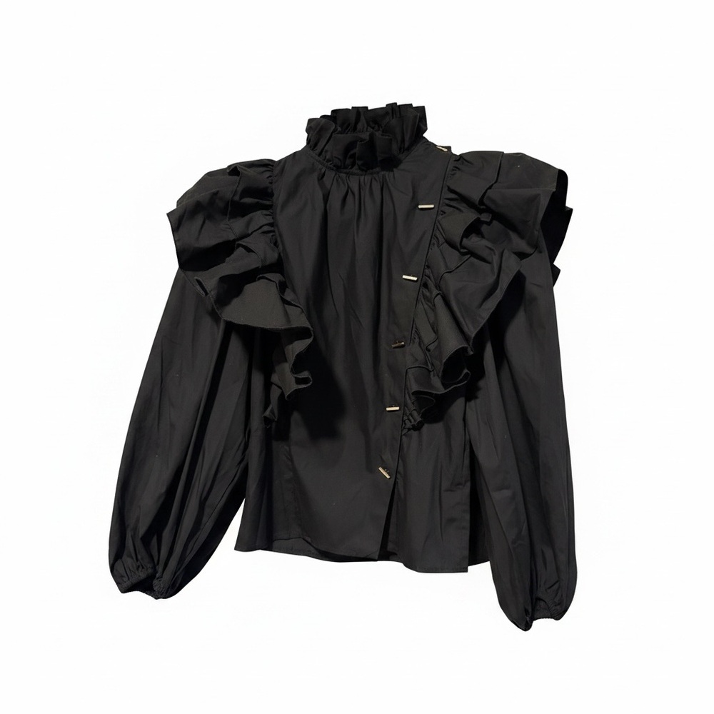 The Label Edition Black Organic Blouse – Made in Spain (Size S)
